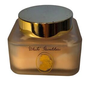 White Shoulders Perfumed Body Cream 2.0 oz Frosted Glass Jar Vintage Fragrance